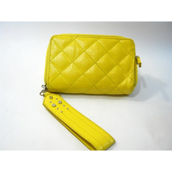 vintage Handbags - Bright Yellow Chunky style Quilted Wristlet Wallet